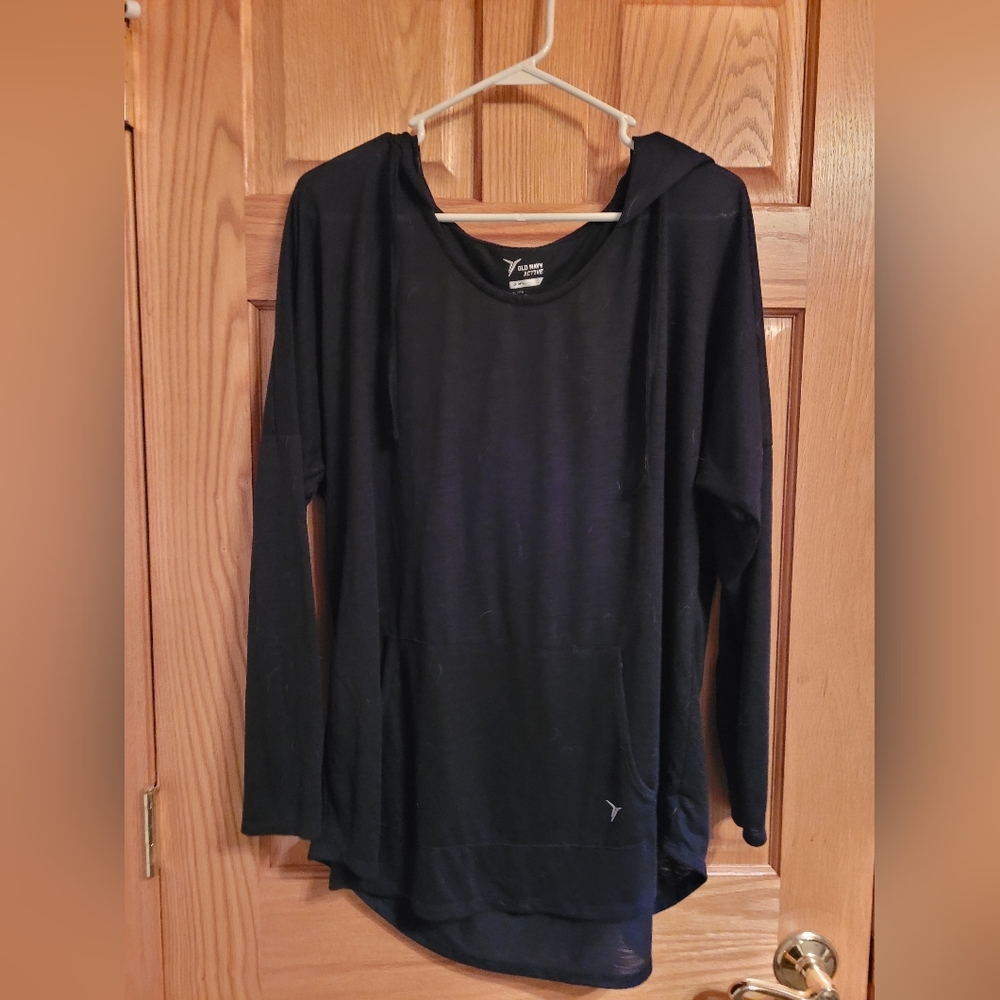 Women's Black Long Sleeve Top with Hood